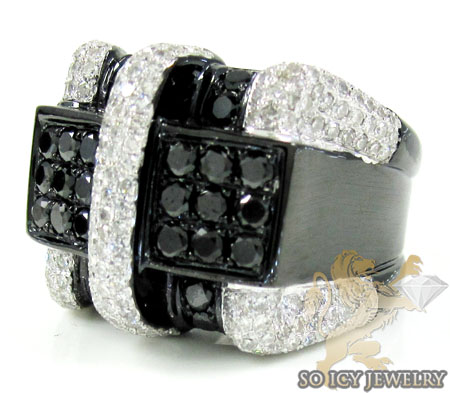 Mens 10k black gold black diamond pinky ring 2.81ct