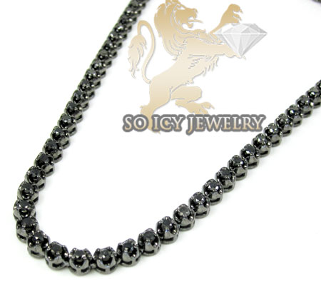 10k black gold round black 5 pointer diamond chain 11.00ct 20-30