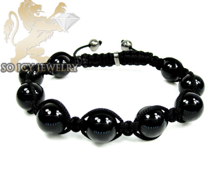 Macramé black onyx smooth rope bracelet