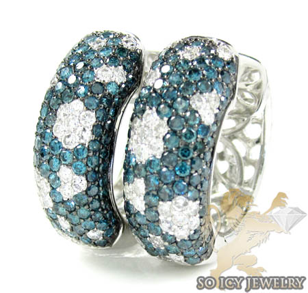10k white gold fancy blue diamond hoops 2.56ct
