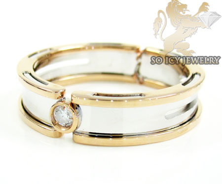 Mens baraka 18k white & rose gold diamond wedding band 0.08ct 