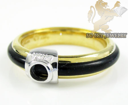 Mens baraka 18k white & yellow gold rubber wedding band - Image 1