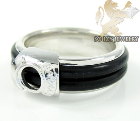 Mens baraka 18k white gold rubber wedding band - Image 1