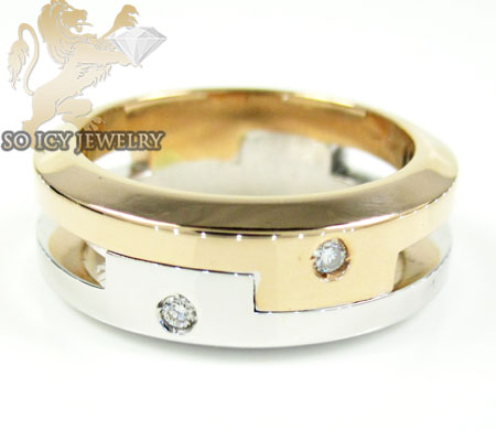 Mens baraka 18k white & rose gold diamond wedding band 0.04ct 