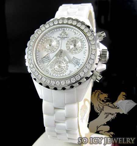 Ladies techno jpm white ceramic diamond watch 2.25ct - Image 1