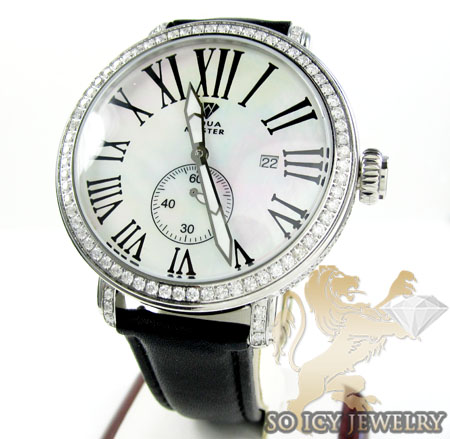Mens aqua master full diamond case mechanical watch 5.64ct