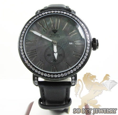 Mens aqua master full diamond case mechanical watch 5.64ct