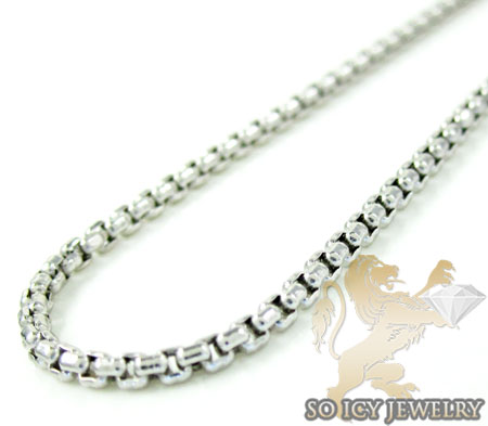 14k white gold box link chain 18-28 inch 1.5mm - Image 1