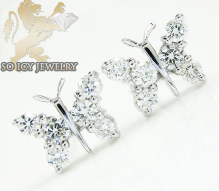 18k white gold diamond butterfly earrings 0.59ct