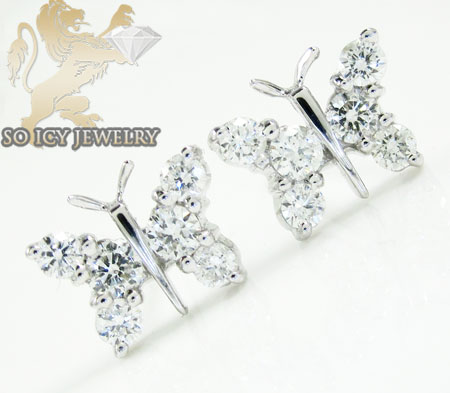 Diamond butterfly earrings white gold Clearance