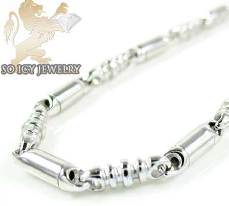 14k white gold bullet link chain 22 inch 2.8mm