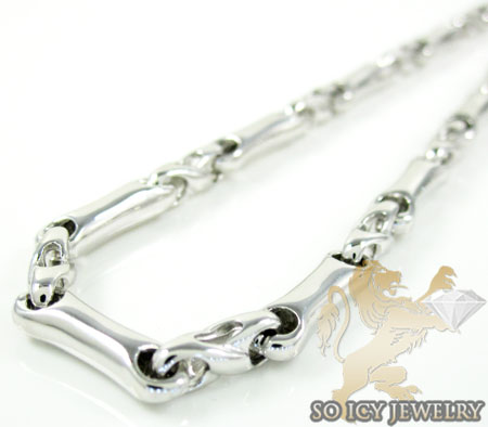 14k white gold bullet link chain 20 inch 3.8mm