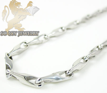 14k white gold bullet link chain 20 inch 1.8mm