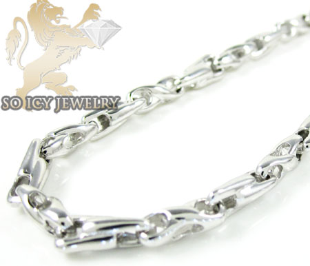 14k white gold bullet link chain 24 inch 3.8mm