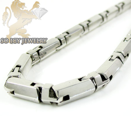 14k white gold bullet link chain 24 inch 5mm - Image 1