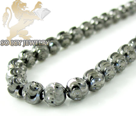 14k black gold diamond cut ball bead chain 16 inch 4mm - Image 1