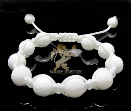 Macramé white onyx faceted bead rope bracelet - Image 1