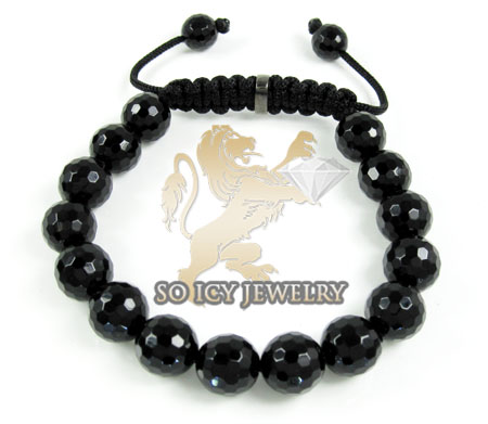 Macramé black onyx faceted bead rope bracelet  - Image 1