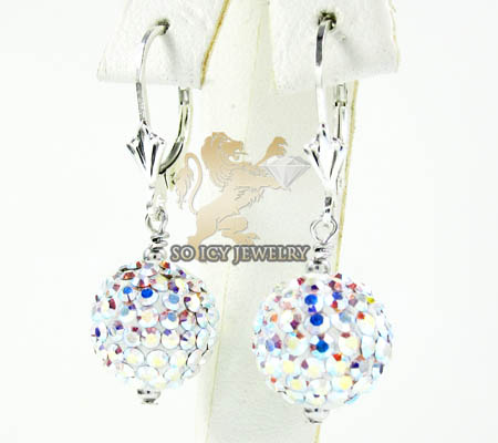 Ladies .925 white sterling silver multi color cz earrings 1.00ct