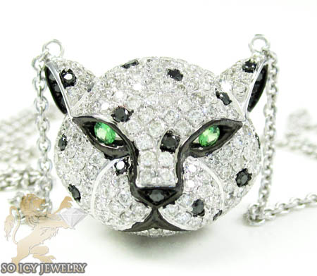 Ladies 18k white gold tiger head diamond pendant 2.00ct - Image 1