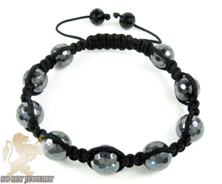 Metallic macramé faceted bead rope bracelet 