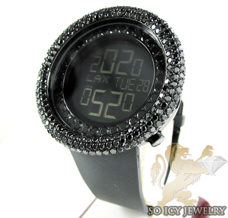 Black cz techno com kc digital big bezel watch 10.00ct - Image 1