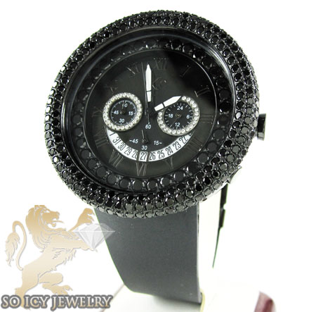 Black cz techno com kc big bezel watch 10.00ct