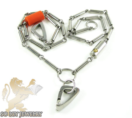 Mens baraka 18k yellow gold & white stainless steel necklace