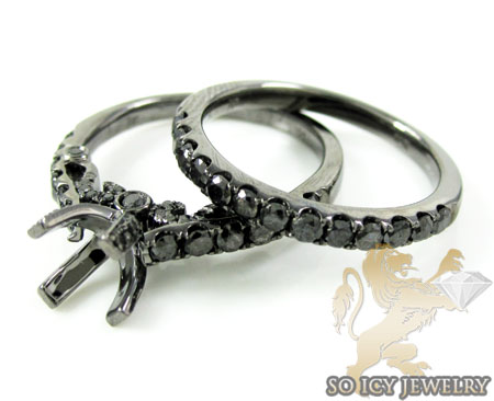14k black gold black diamond semi mount set 1.40ct - Image 1