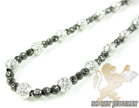 14k black & white gold diamond cut bead chain 20 inch 2.5mm