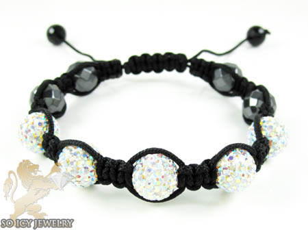 Multi color rhinestone macramé faceted bead rope bracelet 5.00ct - Image 1