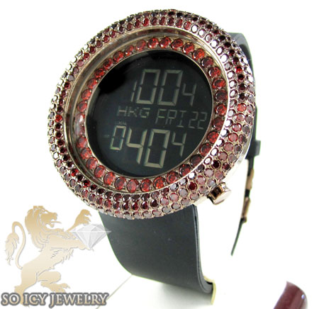 Red sapphire rose techno com kc digital watch 10.00ct