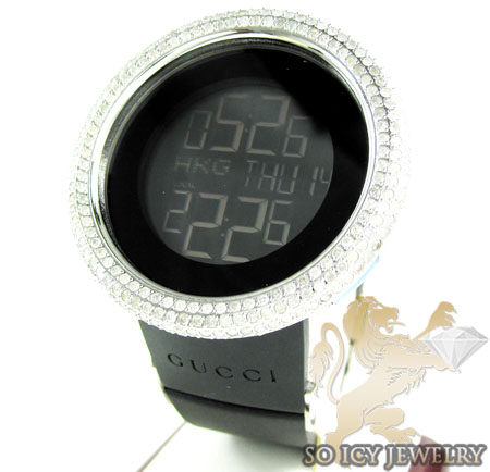 Mens diamond igucci digital big bezel white stainless steel watch 12.00ct