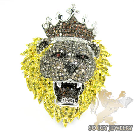 White sterling silver diamond lion king ring 4.00ct