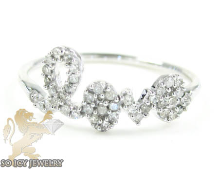 Ladies 10k white gold diamond love ring 0.20ct