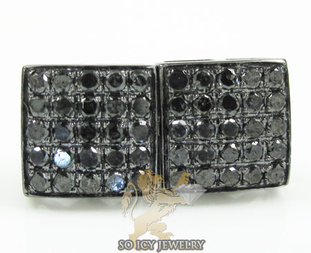 10k black gold black diamond earrings 0.70ct - Image 1