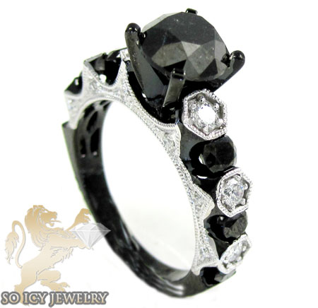 Ladies 10k black gold diamond engagement ring 3.41ct - Image 1