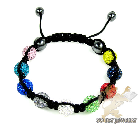 Multi colored rhinestone macramé bead rope bracelet 9.00ct