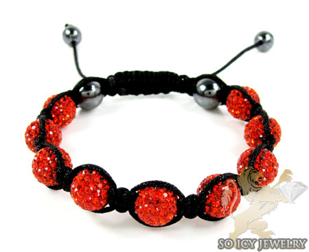 Red rhinestone macramé bead rope bracelet 9.00ct