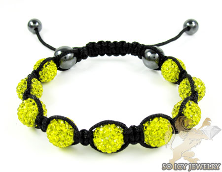 Canary rhinestone macramé bead rope bracelet 9.00ct