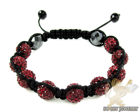 Burgundy red rhinestone macramé bead rope bracelet 9.00ct