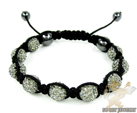 Gray rhinestone macramé bead rope bracelet 9.00ct