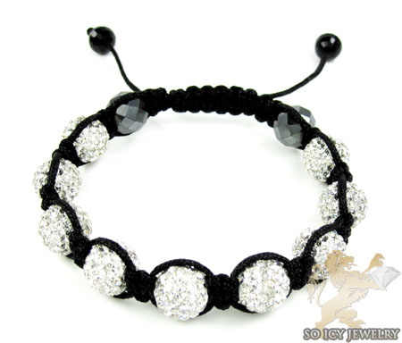 White rhinestone macramé bead rope bracelet 9.00ct