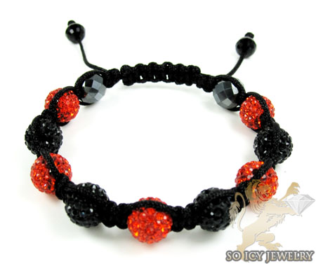 Red & black rhinestone macramé bead rope bracelet 9.00ct