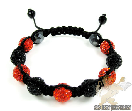 Red & black rhinestone macramé bead rope bracelet 9.00ct - Image 1