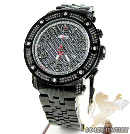 Mens joe rodeo black stainless steel apollo diamond watch 1.70ct
