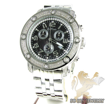 Mens joe rodeo white stainless steel apollo diamond watch 1.70ct