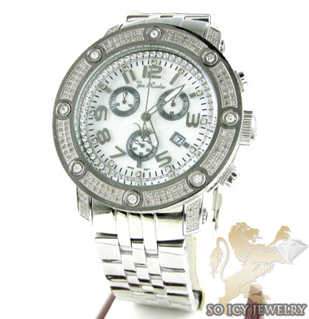 Mens joe rodeo white stainless steel apollo diamond watch 1.70ct