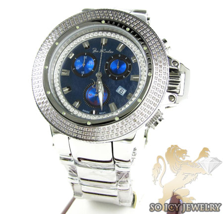 Mens joe rodeo white stainless steel razor diamond watch 4.00ct
