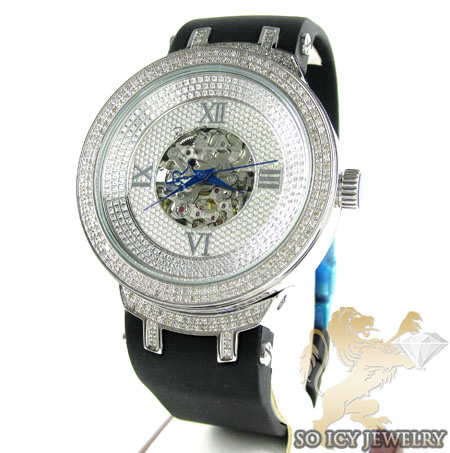 Mens joe rodeo white stainless steel master diamond watch 2.20ct